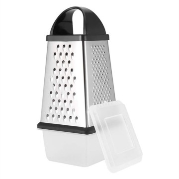 Kitchen Stainless Steel Grater with 4-Sided Non-Slip Storage Box for Cheese and Vegetable Grating