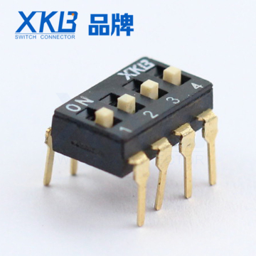 Vertical in-line type 4-digit DIP switch with 2.54 wave soldering at a pitch of 1000gf