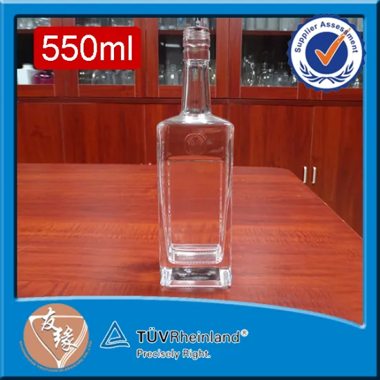 China manufacturers 19.5 oz fine white glass custom brand bourbon whiskey glass bottle