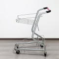Carrito de supermercado de malla de acero con estantes duales