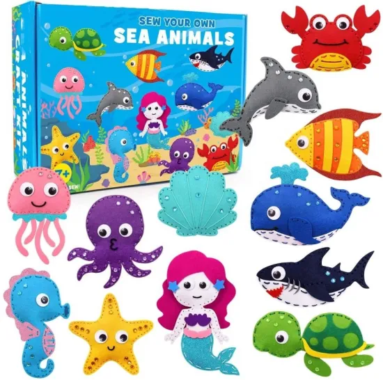 DIY Mermaid and Sea Animal Felt Plush Craft Kit: Make Your Own Ocean Friends Gift