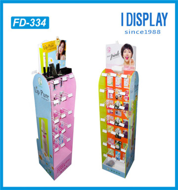 custom cardboard lip balm display lip gloss display stand with hooks