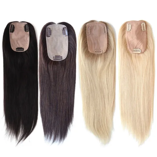 TP33 TP35 stock 8cmx13cm virgin human hair new injection silk top lady hairpiece toupee clip hair topper