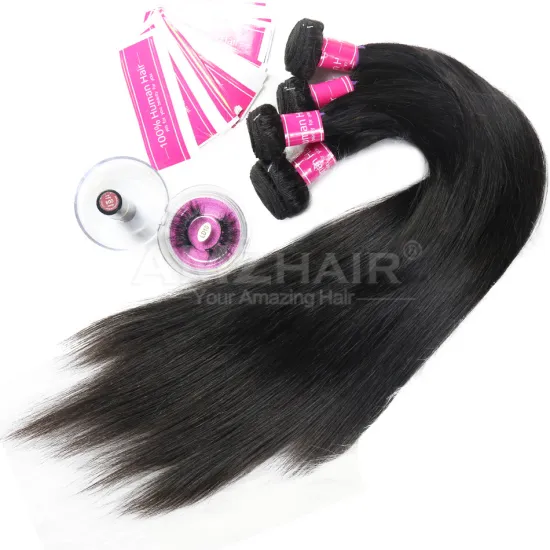 100% Real Indian Human Hair Double Weft Bundle Vendor Cheap Wholesale Amzhair Natural Straight Hair Extension Ship From China