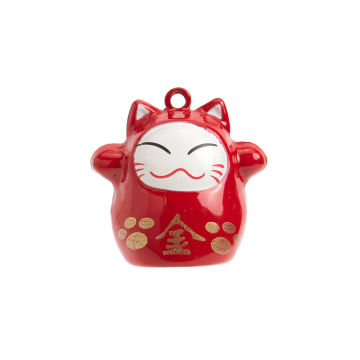 Personalized Red Cat Large Metal Jingle Bells Keychain