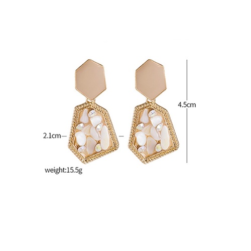 Dangle chandelier Beige Geometric Gravel-drop Oil Statement Earrings for Women Girl