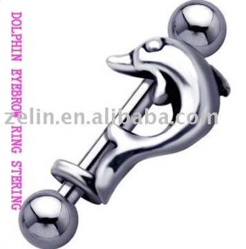 dolphin body eyebrow ring fashion 316L steel piercing jewelry