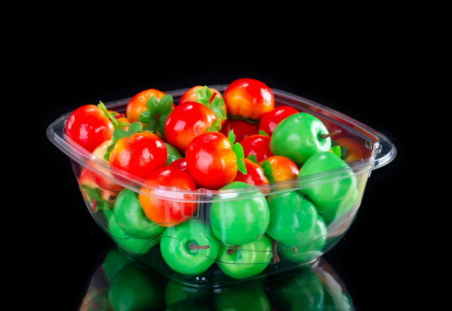 Plastic box for fresh fruit display