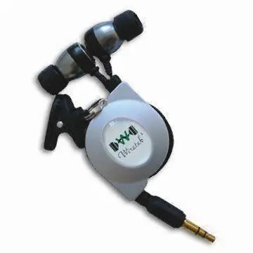 Retractable Earphones with Auto Reel and RoHS Compliance