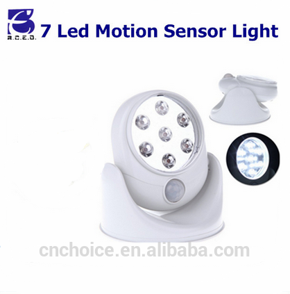 7 LEDs Cordless Motion Activated Sensor led night light 360 Degree Rotation Wall Lamps White Porch Light