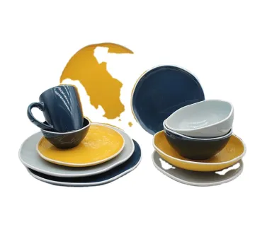 Factory Pottery 24 Pieces Colorful Glazed Tableware Set