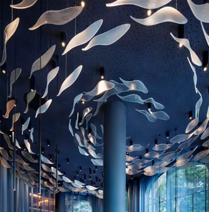 Professional Custom Hotel Large Glass Chandelier - Fish-Shaped Glass Chandelier