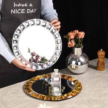 SNW Wholesale 13 Inch Silver Mirrored Glass Charger Plates with Custom Logo and Color Packing