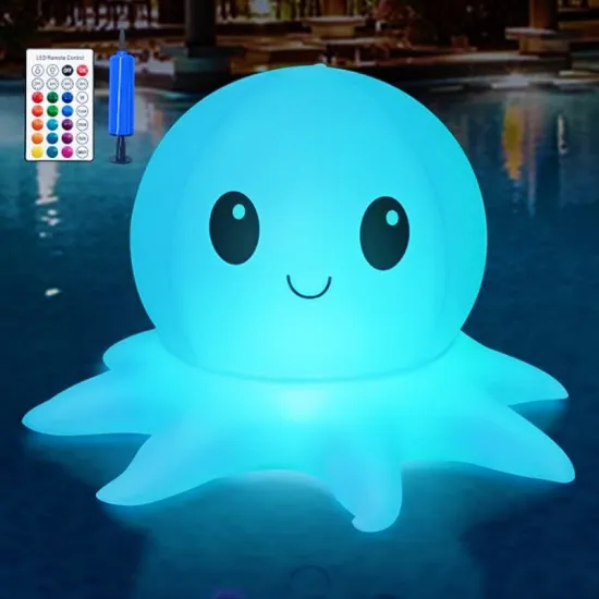 Solar-Powered IP68 Waterproof Inflatable Pool Floating Light with Remote Control - 16 RGB Colors for Pond & Party Decoration