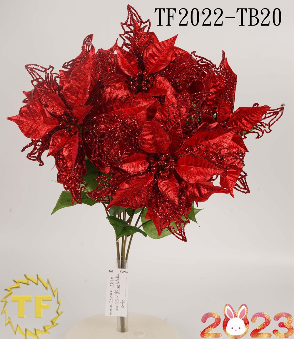 22" red metallic glitter spiked bush