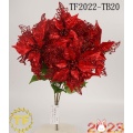 22" red metallic glitter spiked bush