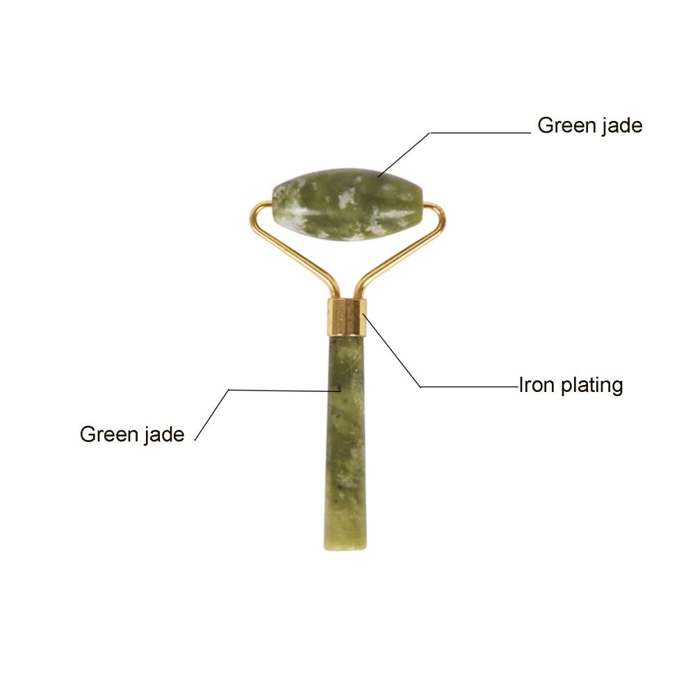 Green jade roller massage with face and nack