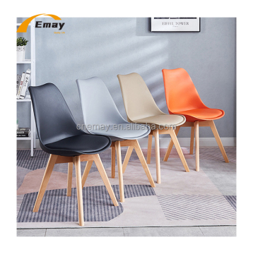 Modern Nordic Plastic Dining Chairs with Beach Legs and Soft Seats for Public Leisure and Reception