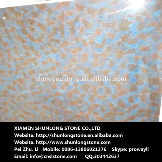 Orange Blue Onyx Glass stone big slab,man made glass ony tile