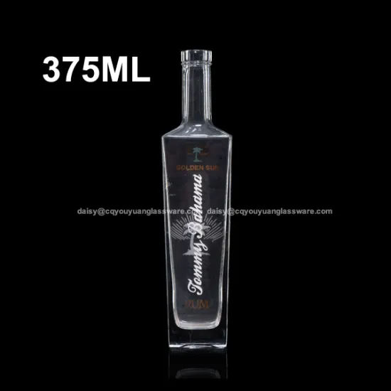 square shape wholesale empty 750ml 375 ml glass spirit bottles