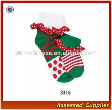 Hot Popular Green Red Santa Jacquard Cute Organic Cotton Baby Socks/Wholesale Cute Baby Socks Manufacturer in China