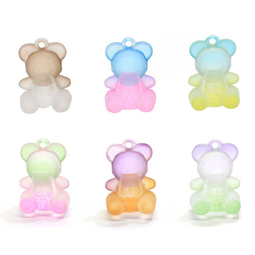 3D Resin Pendant Charm Gradient Ramp Color Bear with 2mm Hole for Key Chain Accessory Children Bracelet Pendant Making