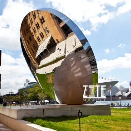 Large Sky Mirror Polished Stainless Steel Sculpture For Garden Outdoor Decoration