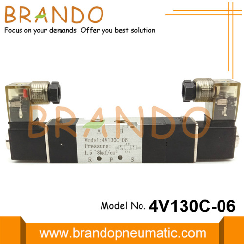 4V130C-06 Válvula solenoide neumática de 5 vías y 3 posiciones