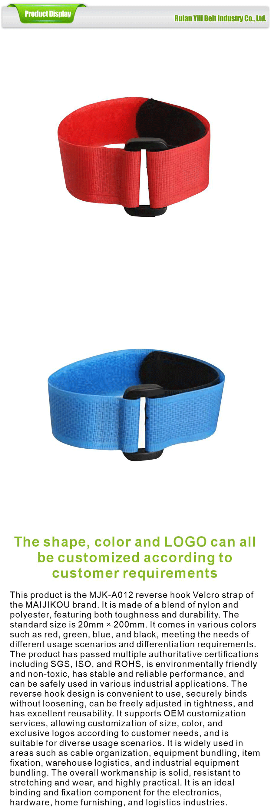 Velcro straps with adjustable fastening