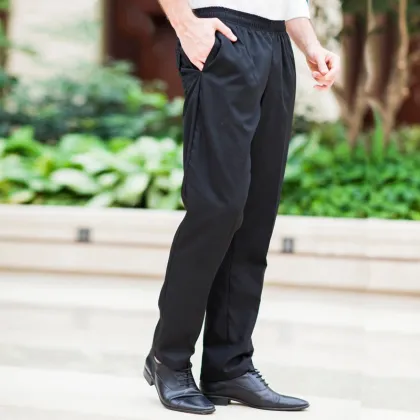 Cotton/poly chef pants black twill