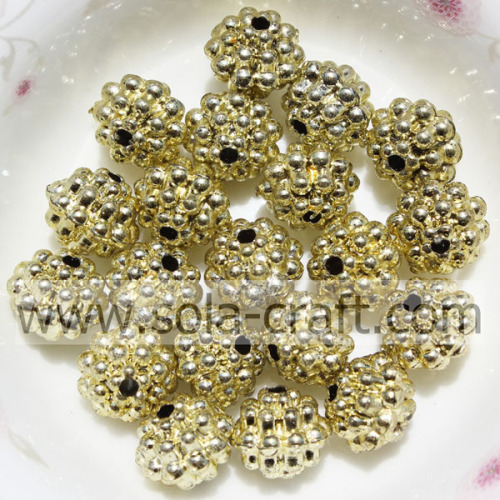 Wholesale Newest Plastic Electric Plating Berry Beads Gold Color