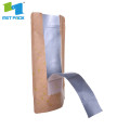 kraft ziplock stand up bolsa de papel de aluminio con ventana