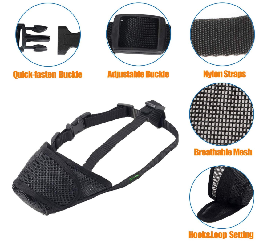 Mesh Dog Muzzle with Overhead Strap