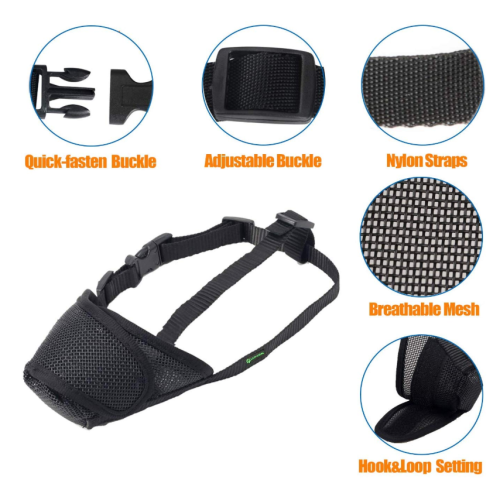 Mesh Dog Muzzle dengan Tali Overhead