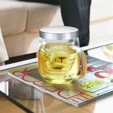 Hot Sale! SAMADOYO Heat-resisting High Borosilicate Glass Flower Tea Infuser Cup Factory
