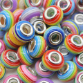 1 Bag Fashion Stripe Resin Bead with Big Hole Acrylic Jewelry Beads for Bracelet DIY Craft