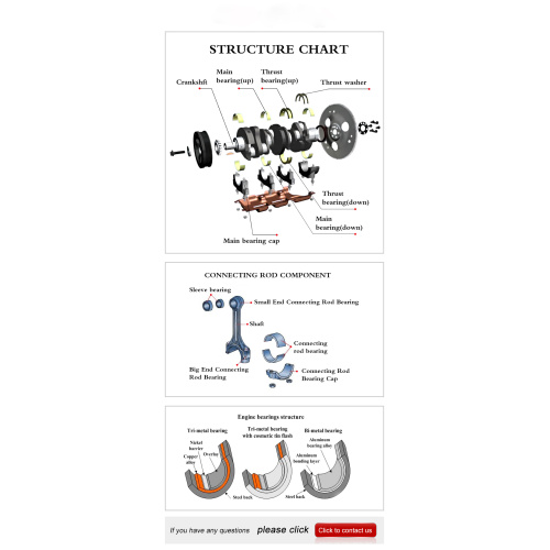 เครื่องยนต์แบริ่งหลัก con rod bearing สำหรับเครื่องยนต์