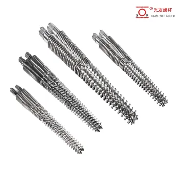 ISO Certified High Precision Extruder Spare Parts Bimetallic Conical Twin Screw at Barrel