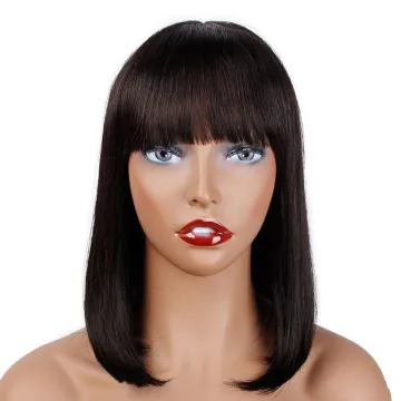 Human Hd Lace Frontal Short Straight Bob Wigs With Bangs Colored Brown Remy Human Hair Wigs Swiss Lace Front Bob Wig With Fringe