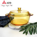 Amber boron tempered glass pot glass with glass