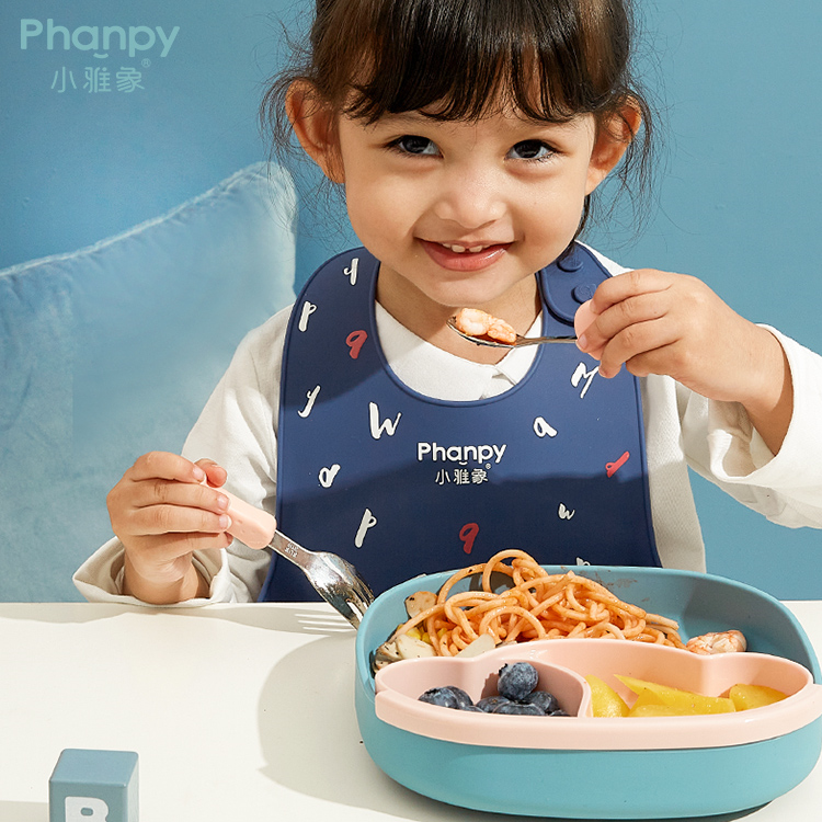 Children Feeding Dinner Plates Fruit Dishes