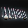 11 pcs Pink Marbled Handle Makeup Brush Set