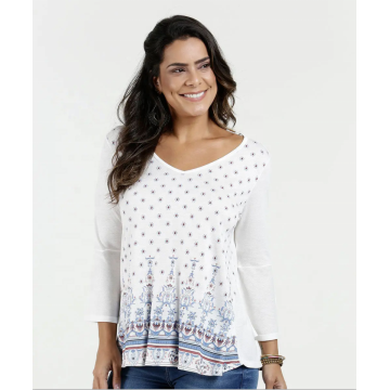 Tops de blusa com decote em V