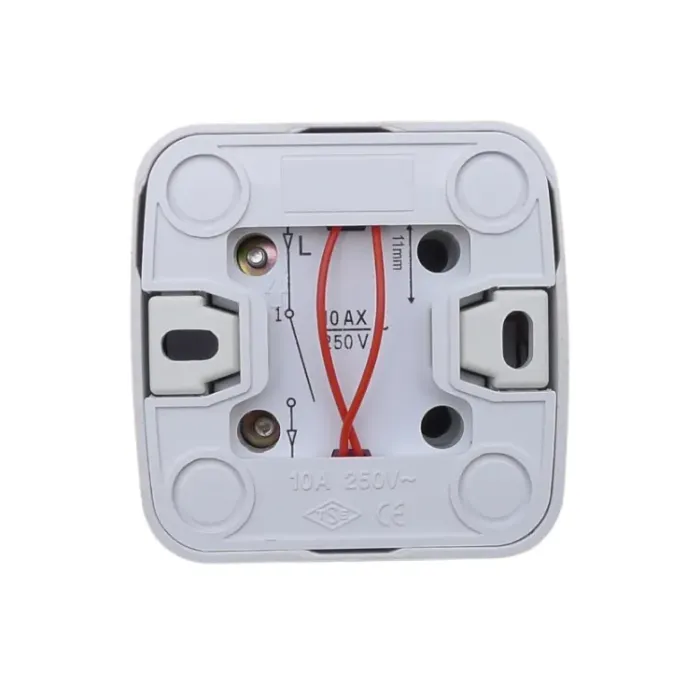 Sakelar Kontrol Tunggal Eropa yang Dipasang di Permukaan dengan Lampu