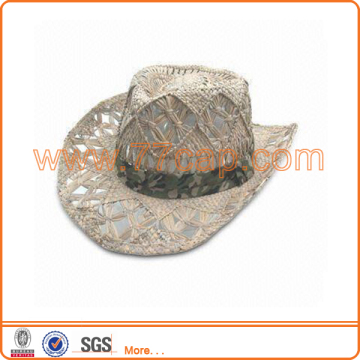 New Fashion Special Big Round Summer Straw Hats Foldable Straw Hats with Camo Ribbon