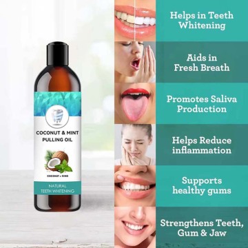 Premium Fresh Breath Natural Mouthwash with Coconut Mint, Essential Oils, and Vitamins for Teeth Whitening
