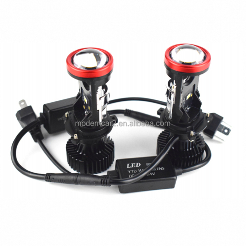 130W Y7 H4 LED Headlights with Mini Projector Lens - 6000K 12V High/Low Beam Auto LED Lights