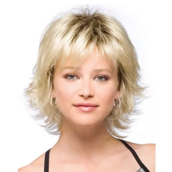 Aishili Wholesale cheap synthetic wigs gloden Textured Layered Short Hair synthetic hair wig for women