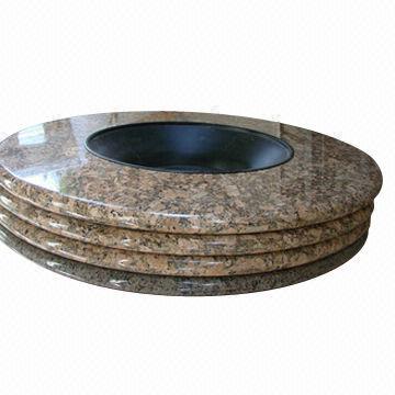 Brazil Giallo Veneziano Fiorito Dinning Table Top, Polished, Round Shape, Rotation Axis in Middle