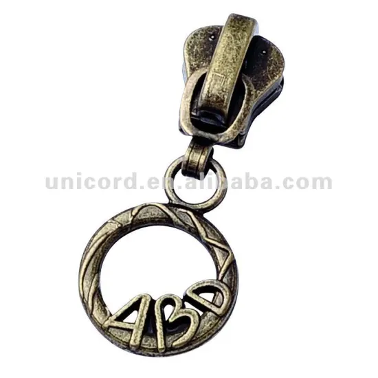 Decorative Zipper Pull, Anti-brass Color.